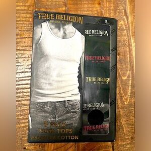 New! TRUE RELIGION 5-Pack Mens Premium Cotton Logo Ribbed Tank Tops Size small